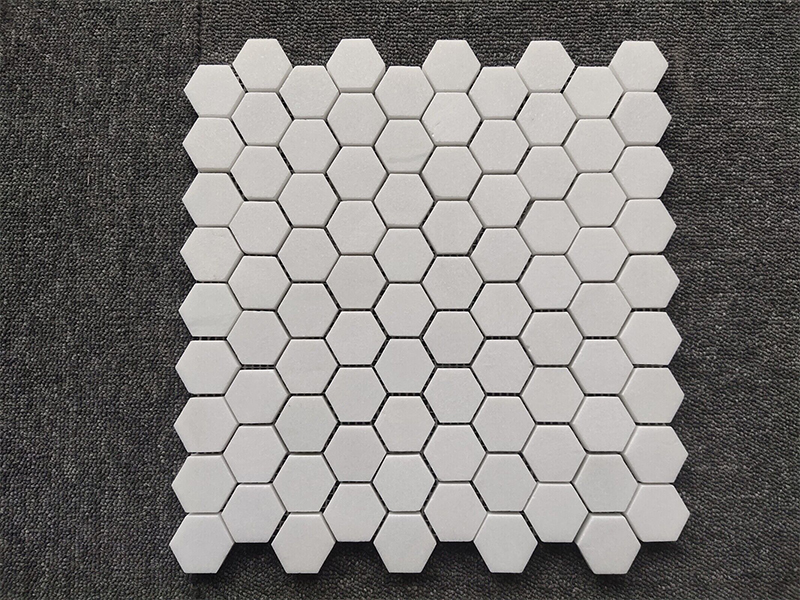 Thassos White Marble Mosaic Hexagon