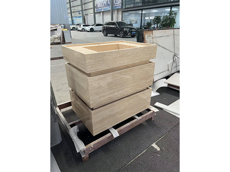 Integrated travertine top