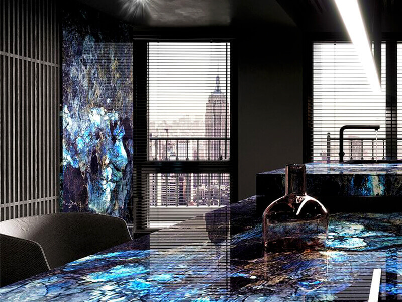 Labradorite Blue Wall and Worktop