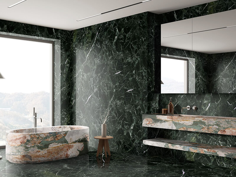 Four Seasons Pink Green Marble Bathroom