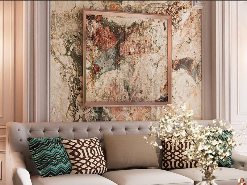 Four Seasons Pink Green Marble Wall