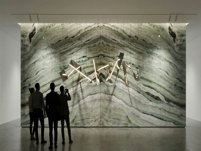Emerald Cloud Marble Feature Wall Design