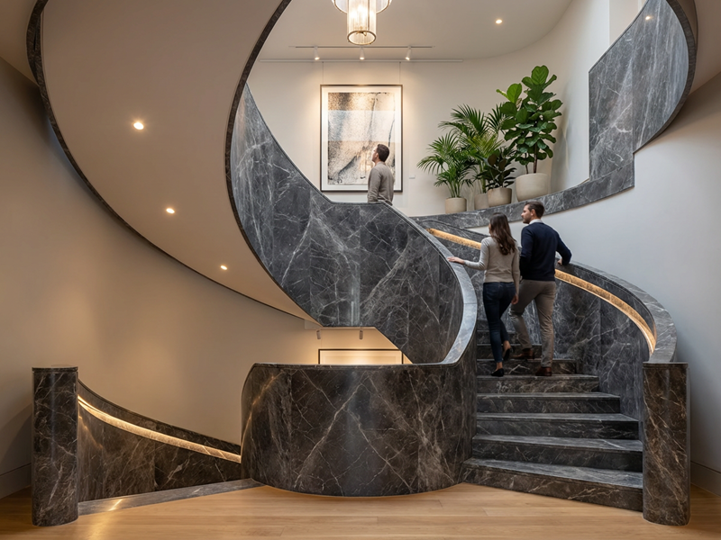 Hermès Grey Marble Spiral Staircase