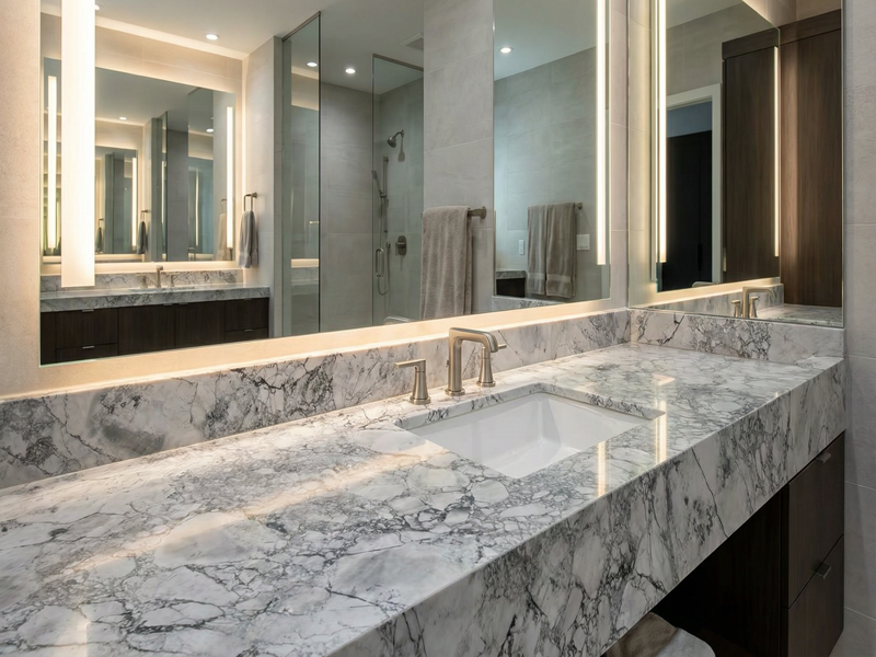 Brazilian Calacatta Brasil Quartzite Bathroom Vanity Tops