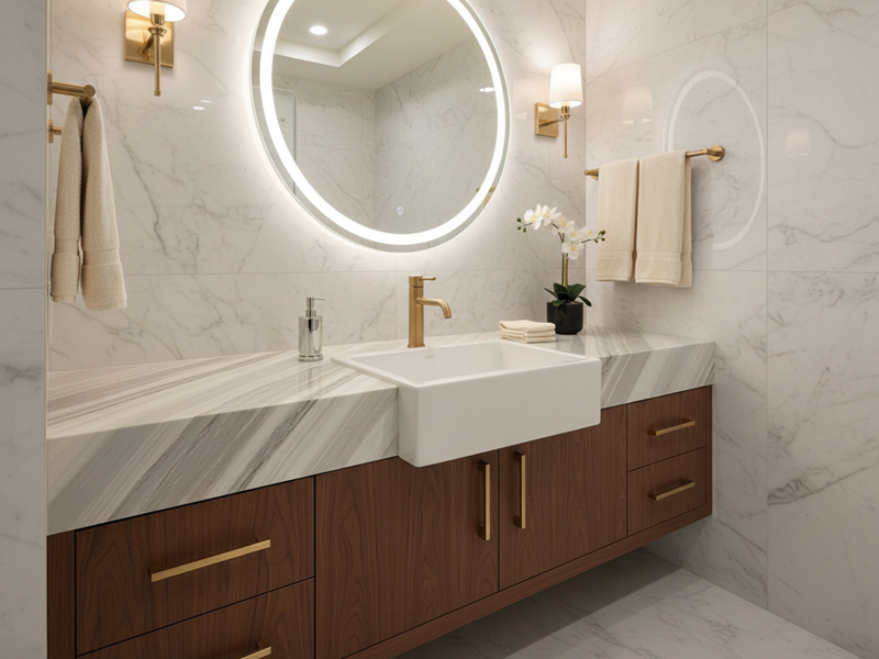 White Sand Quartzite Bathroom Vanity Tops