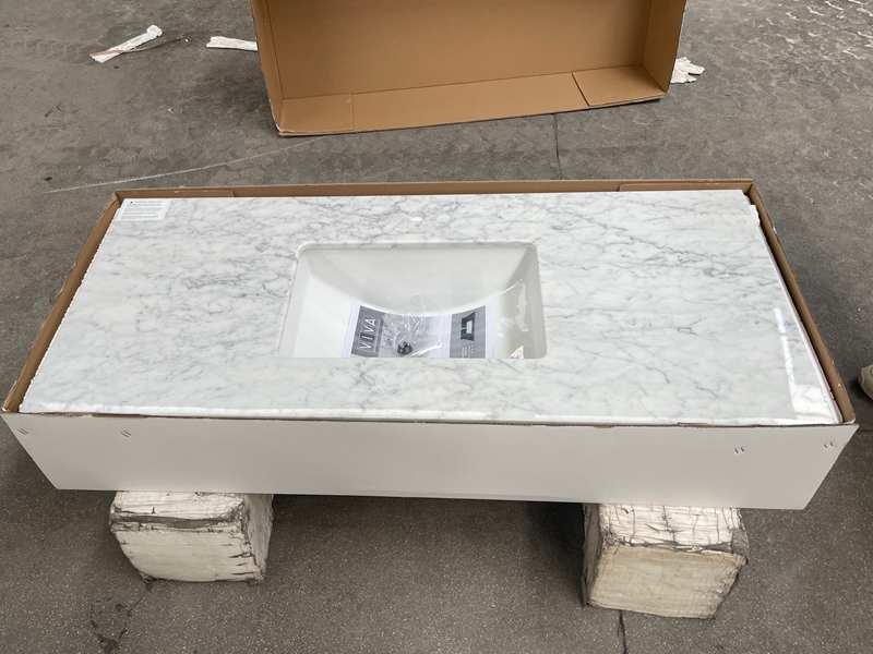 49 Inch Carrara White Marble Vanity Top