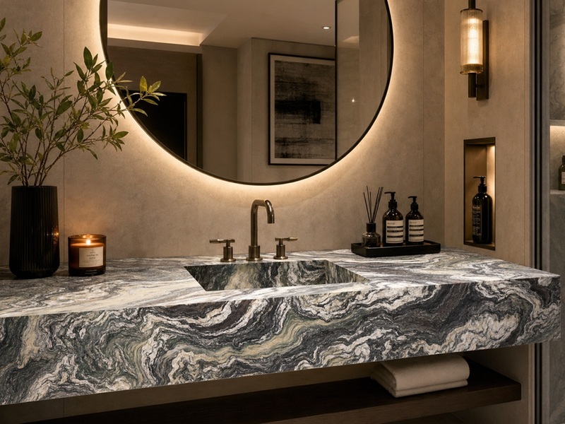 Cipollino Verde Marble Hotel Vanity