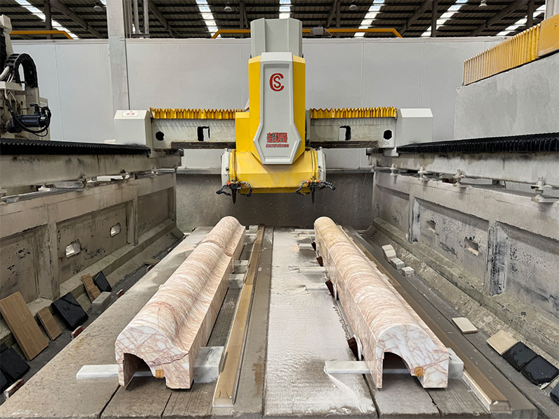 Marble columns shaped precisely through CNC cutting Marble columns shaped precisely through CNC cutting