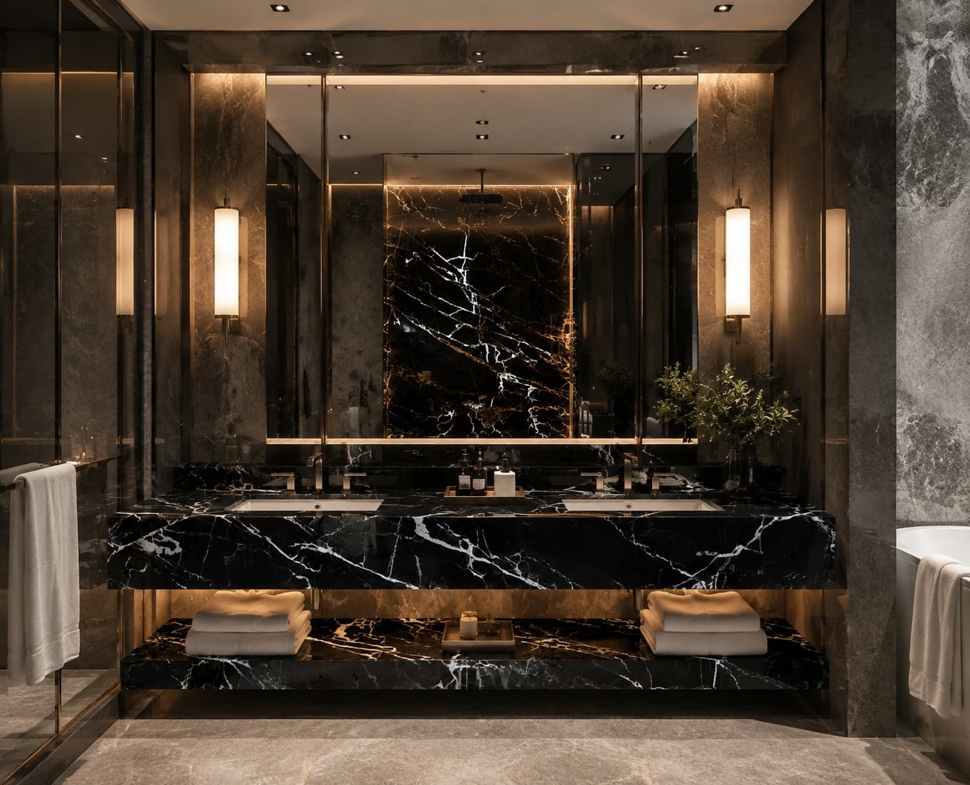 Advantages Dramatic black-white contrast instantly upgrades space to opulent, high-class style; perfectly matches gold, brass, dark wood and neutral paint tones Low water absorption resists daily water stains and oil marks better than many light-colored marbles Timeless design fits modern, minimalist, neoclassical and Italian luxury styles Advantages Dramatic black-white contrast instantly upgrades space to opulent, high-class style; perfectly matches gold, brass, dark wood and neutral paint tones Low water absorption resists daily water stains and oil marks better than many light-colored marbles Timeless design fits modern, minimalist, neoclassical and Italian luxury styles