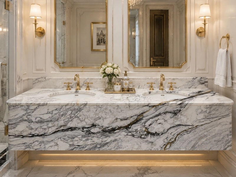 Italian Arabescato Grande Marble Bathroom Vanity Top Italian Arabescato Grande Marble Bathroom Vanity Top