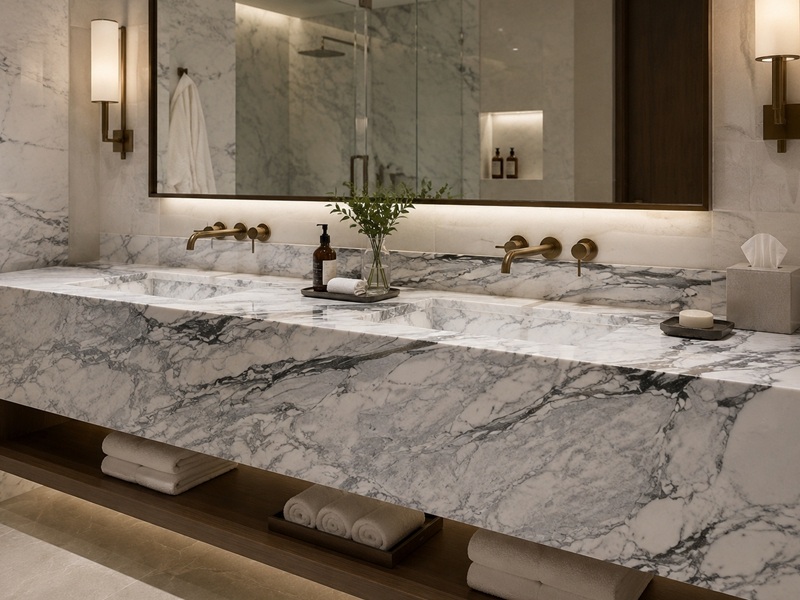 Italian Landscape White Marble Vanity Top Italian Landscape White Marble Vanity Top