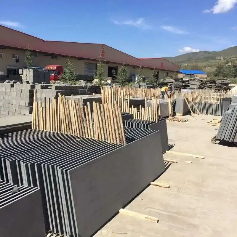 Mongolian Black granite fabrication factory preparing stone products for export