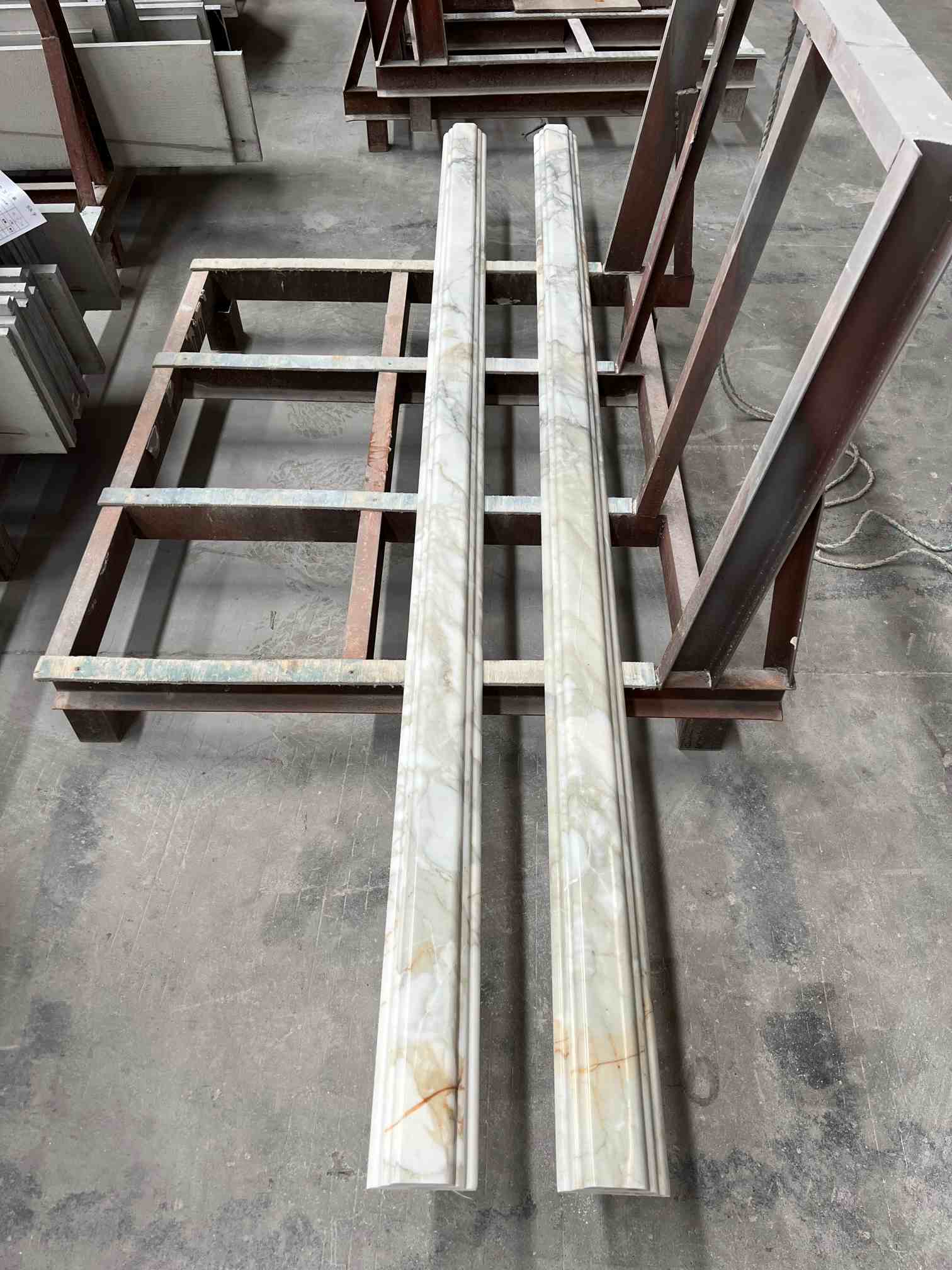 Calacatta White Custom Decorative Trim Cut-to-size Calacatta White marble trim with a custom shaped profile