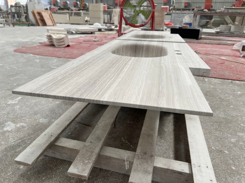 Wooden White Marble Integrated Vanity