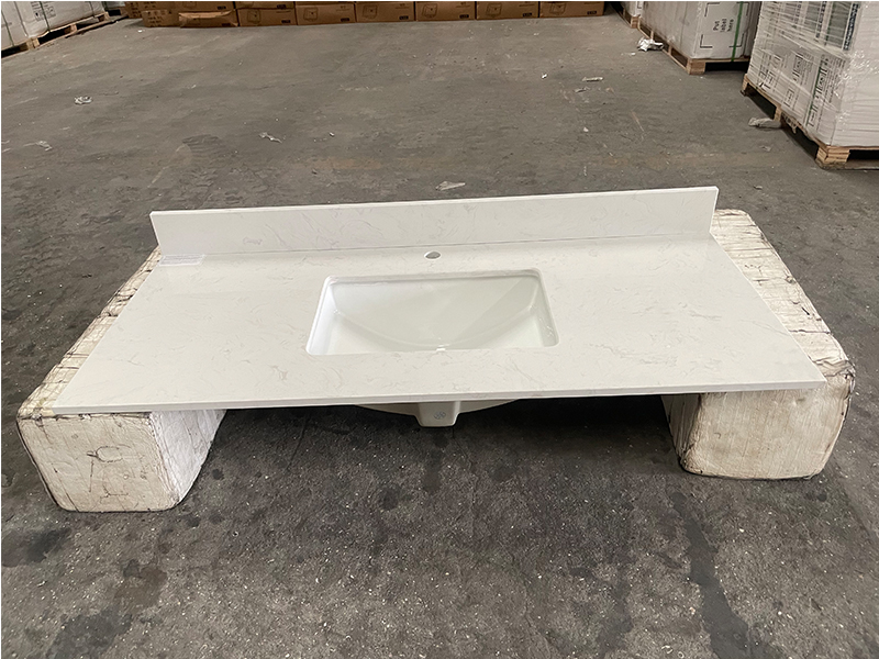 Ariston White Engineered Marble Vanity Top with Sink