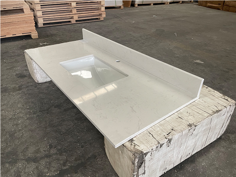 Ariston White Engineered Marble Vanity Top with Sink