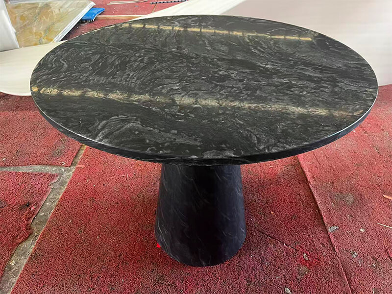 Briliant Black Marble Honed Round Dining Table Briliant Black Marble Honed Round Dining Table