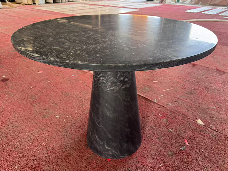 Briliant Black Marble Honed Round Dining Table Briliant Black Marble Honed Round Dining Table