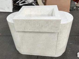 Light Luxury Glacier White Onyx Cabinet