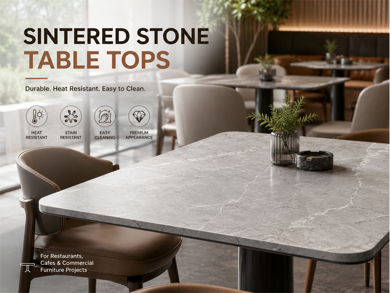 Encimeras de mesa de piedra sinterizada para restaurantes, cafeterías y proyectos de mobiliario comercial